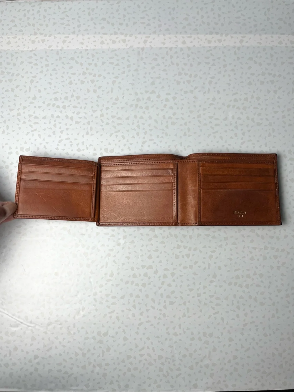 BOSCA 1911 Brown Genuine Leather 11 Pocket Bifold Wallet Card Holder